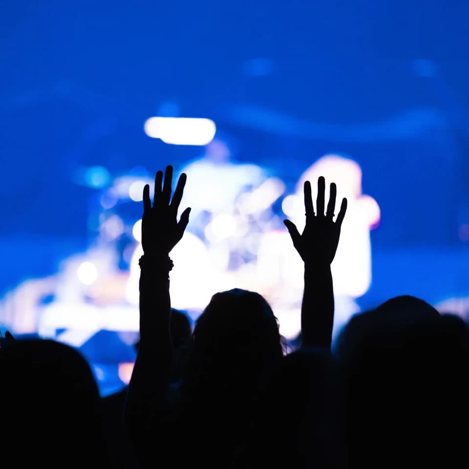 on-air fundraiser with crowd