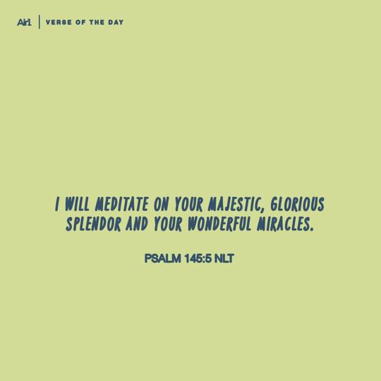 I will meditate on Your majestic, glorious splendor and Your wonderful miracles.